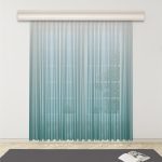 Baskılı Koyu Turkuaz Geçiş Desen Tül Perde