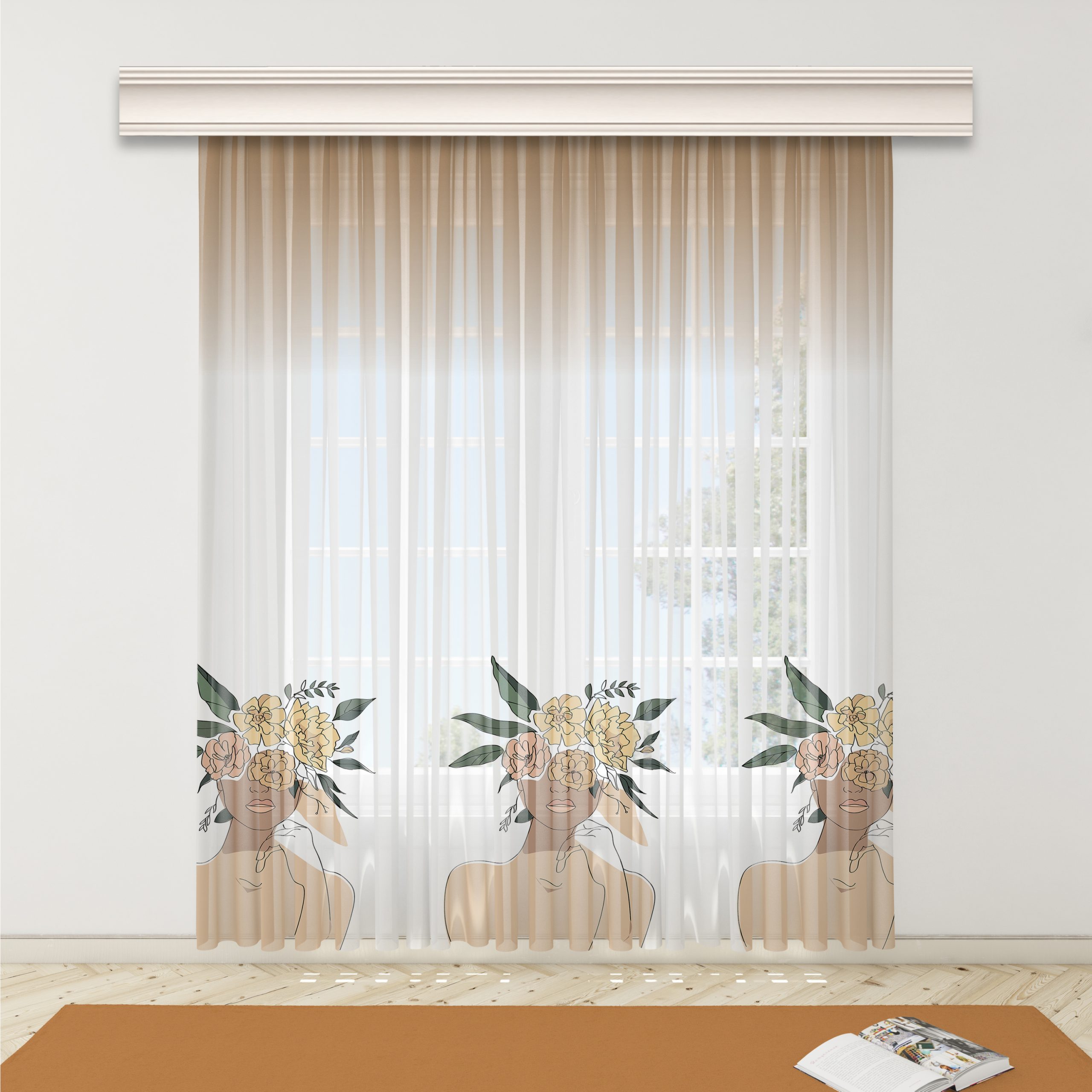 MİNİMALİST Baskılı Minimalist Desen tül Perde - Görsel 1
