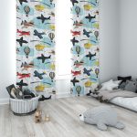 Baskılı Çocuk Havacılık Desenli Fon Perde